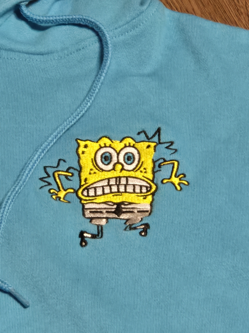 SpongeBob Squarepants Light Blue Hoodie with Embroidered SpongeBob